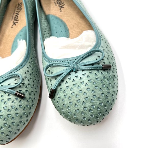 Softwalk Womens Size 9 Napa Laser Blue Green Leather Comfort Ballet Flats Shoes - Picture 5 of 13